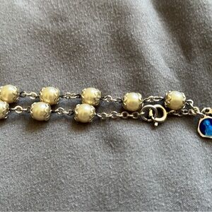 Elegant Pearl Bracelet with sterling silver chain & Accents